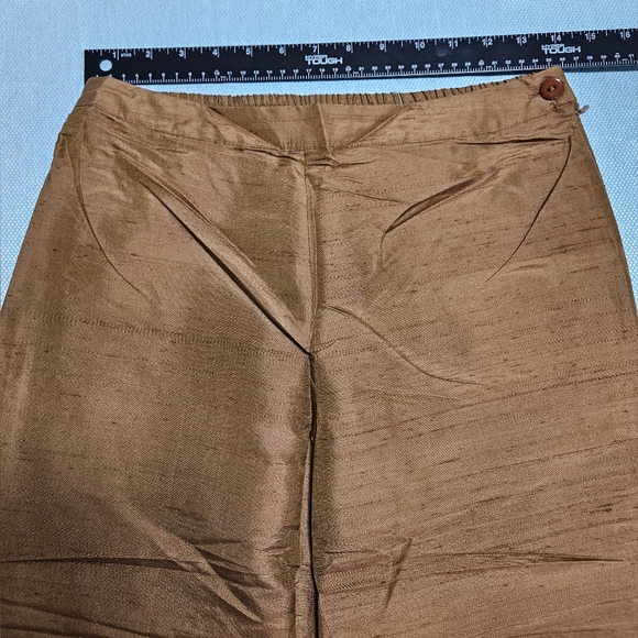 Spiegel Vintage Womens NWOT 100% Silk Pants Pull On Stretch Bronze Boho Brown M - Picture 12 of 12